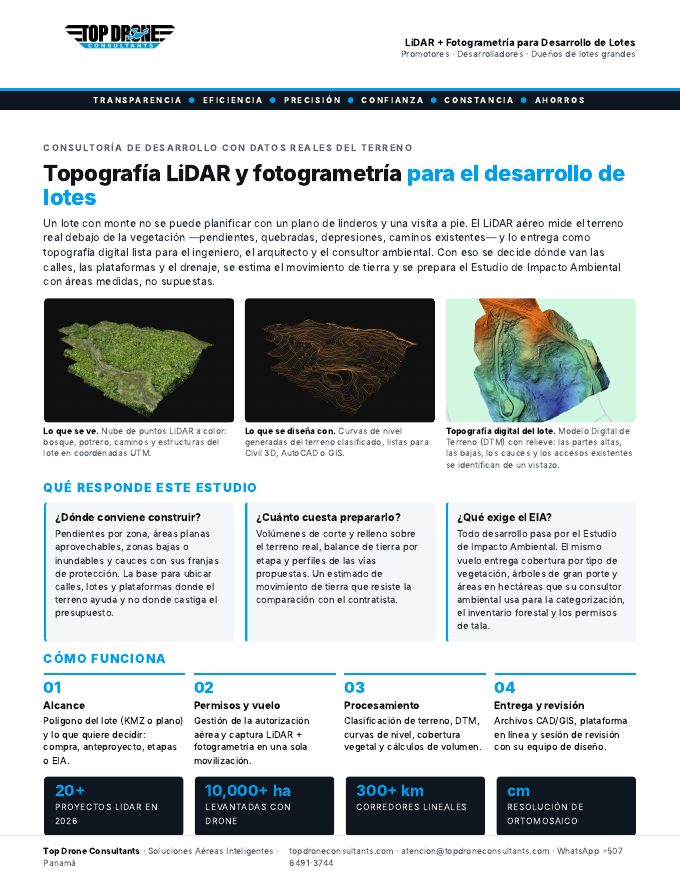 Portada de la ficha: LiDAR para desarrollo de lotes